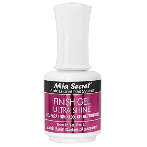 Mia Secret UV Finish gel top coat for gel or acrylic 15 ml - No wipe clear nail polish - High gloss top coat for artificial nails