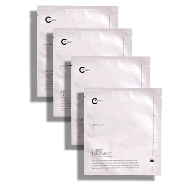 CHROMAT Sheet Treatment ? 4 Pack Sheet Mask ? Face & Eye Mask with Chroma Peptide, Fucoreverse, Tens¡¯Up & Lyocell - Hydrating & Smoothing