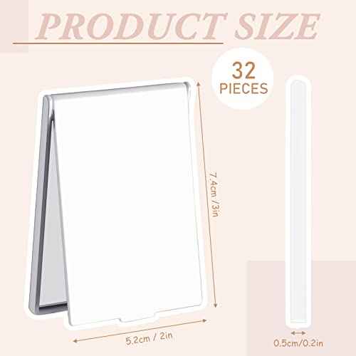 Queekay 32 Pcs Pocket Mirror Bulk Folding Compact Mini Mirror for Women Makeup Travel Cosmetic, 2 x 3 x 0.2 Inch(White)