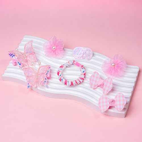 26pcs Hairpins and Hair Bands for Kids Toddler, Butterfly Hair Clips for Teen Girls Kids, Trendy Hairpin for Childs, Hair Clip for Toddlers, Birthday Gift for 4 5 6 7 8 Year Old Girl Hairclips (Pink)