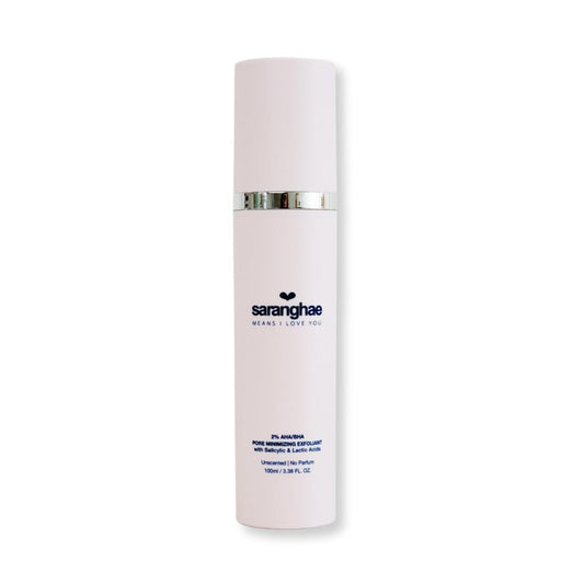 Love Saranghae AHA BHA Pore Refining Exfoliant – 2% Salicylic & Lactic Acid Liquid Toner – Smooth & Clarify Skin – Fragrance-Free, Non-Irritating, 4 fl oz