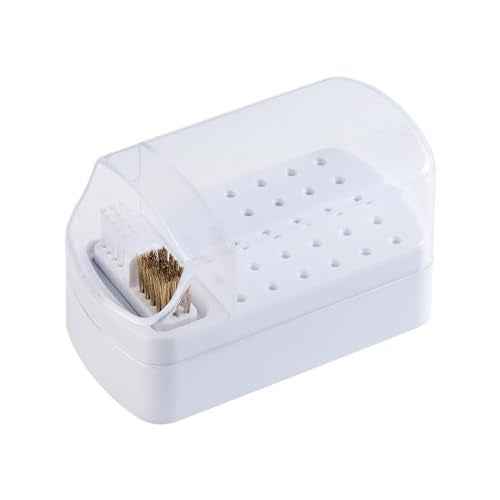 2 in 1 Nail Drill Bit Holder and Nail Drill Bits Cleaner Brush Case, 30 Holes Nail Drill Bits Organizer Display Stand Container Box, Manicure Drill Cleaning Brush, Professional Nail Tools