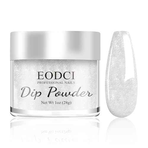 Glitter White Dip Powder, 1OZ Pro Nail Dip Powder for French Manicure Nail Starter & Professional Home DIY Salon Use Party Festival Gift Keep Long-lasting Dip Nails
