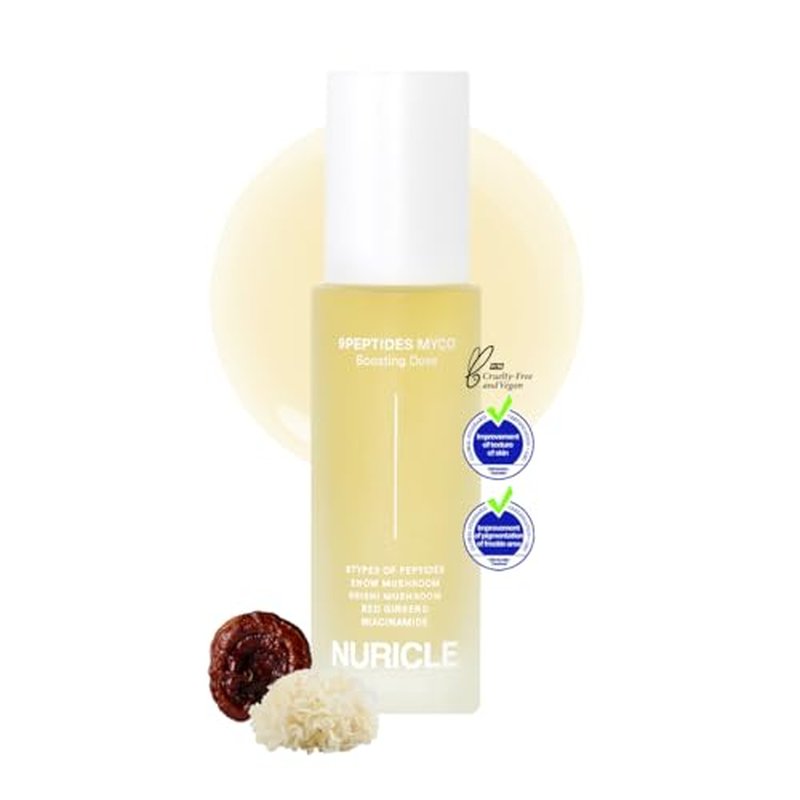 9PEPTIDES MYCO Boosting Dose 30ml (1.014 fl.oz) - 1st Step Hydrating Anti-Aging Booster for boosting skin condition 2x | Korean Peptide Serum with Reishi, Snow Mushroom & Niacinamide