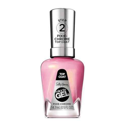 Sally Hansen Miracle Gel Nail Polish Special Effect Top Coat | Salon Quality, Gel-Like Formula, Two-Step System, No UV Light Needed, Long Lasting | 111 Pixie Chrome | Sheer Glittery Pink Nail Polish