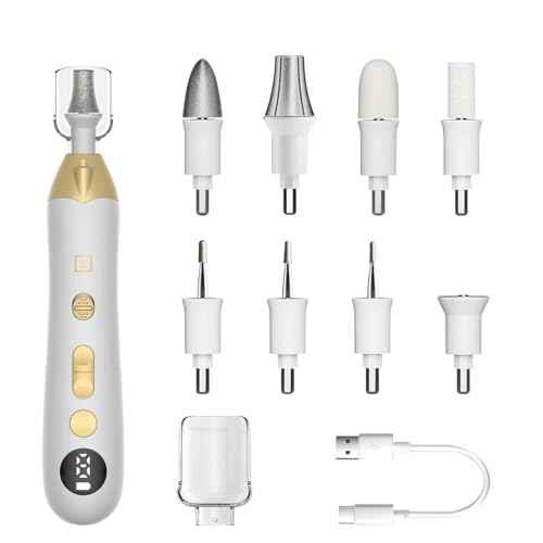 Callus Remover for Feet, Electric Foot Callus Remover - 8 Grinding Heads, 9 Speeds, Rechargeable Foot File - Professional Pedicure Tool for Hard Skin, Calluses & Cracked Feet White