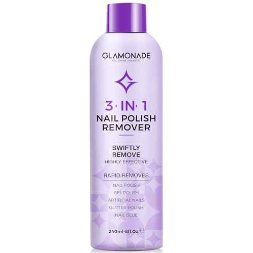 Acetone Nail Polish Remover: Professional Soak off Gel Nail Polish Remover Enriched with Natural Grape Seed Oil 8 Fl Oz for Gel Acrylic Nail Glue Dip Powder for Home Salon