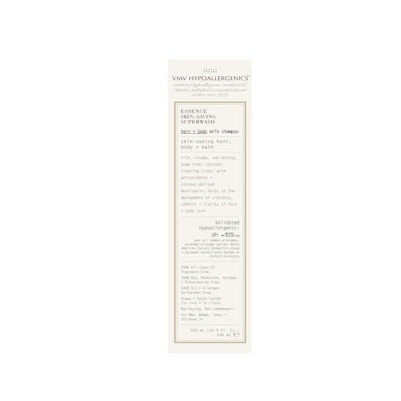 VMV HYPOALLERGENICS Hypoallergenics Essence Skin-Saving Super Wash Hair and Body Milk Shampoo 16.9 Fl Oz (Pack of 1)