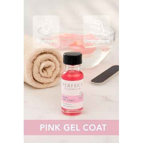 Perfect Formula Pink Gel Coat - Nail Strengthener and Strengthening Polish for Women, Extra Strong Nail Hardener, Keratin Treatment for Damaged Fingernails