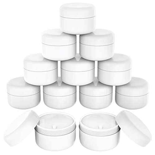 Houseables Lotion Jars, Lotion Container, Cosmetic Jars with Lids, Body Butter Containers, Travel Pots for Creams, Makeup, Moisturizer, Storage, Refillable, Empty, Small, Plastic, White, 4 OZ, 12 PK