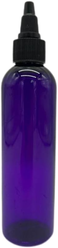 Purple Cosmo Plastic Bottles - 12 Pack BPA-Free Refillable Essential Oil Containers | Black Twist Top Cap - 4 oz Each