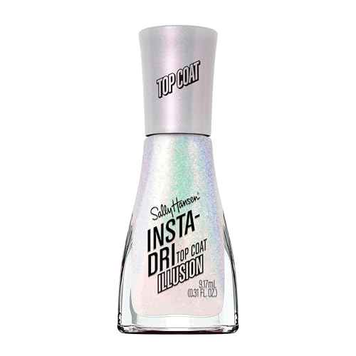 Sally Hansen Insta-Dri Nail Polish Top Coat | Quick Dry, Long Lasting, Streak-Free Shine, Sheer | Illusion | Shimmery White Nail Polish