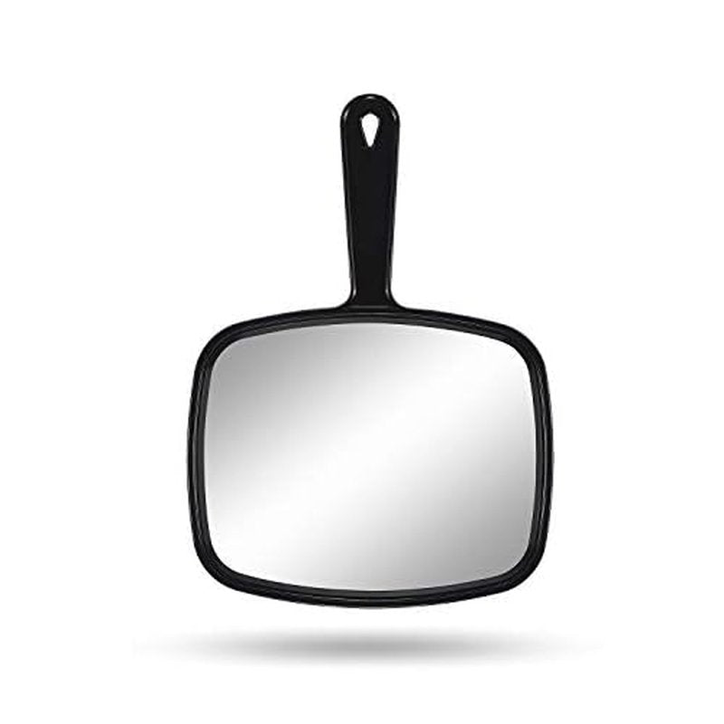 Hand Mirror Salon Barber Hairdressing Handheld Mirror with Handle (Square Black 7.4 x 10.3 inches)