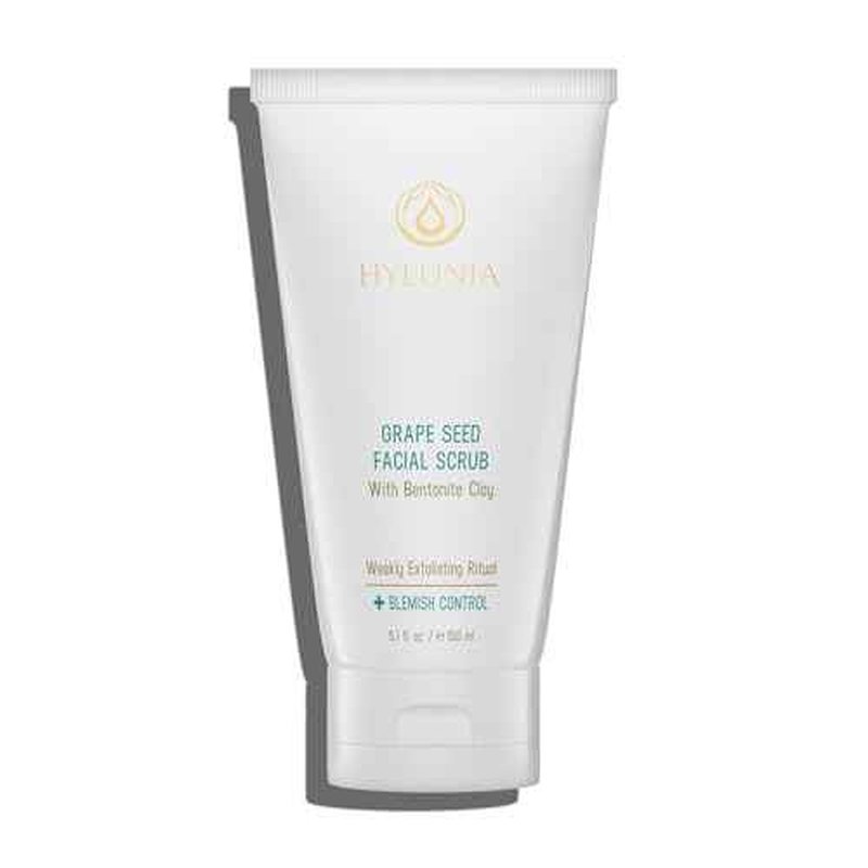 Hylunia Skincare Grape Seed Facial Scrub ? Gentle Exfoliating Face Scrub with Ground Grape Seed, Bentonite Clay, and Alpha Hydroxy Acid for smooth, glowing skin and refined pores, 5.1oz ?