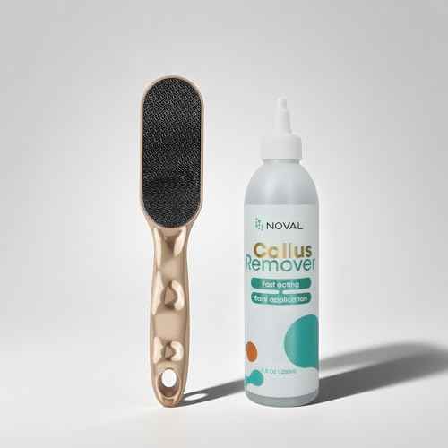 NOVAL Callus Remover Gel 250ml and Gold Handle Nano Glass Foot File Set£¬Dead Skin Remover for Feet, Exfoliating Gel for Cracked Heels and Smooth Pedicure Care