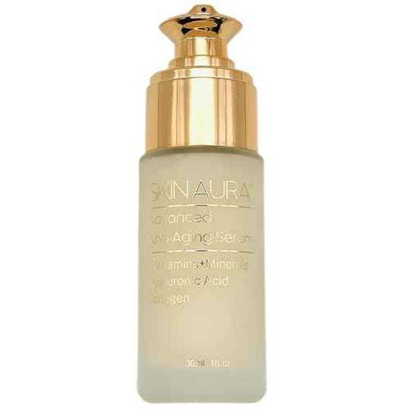 SKIN AURA¢â Advanced Anti-Aging Serum | All-In-One Sensitive Formula for Wrinkles, Fine Lines & Age Spots | Plant Derivative with Hyaluronic Acid, Collagen Peptides, 5 Vitamins + Minerals - 30ml (1oz)