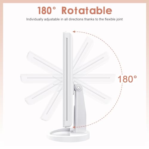 WEILY Makeup Vanity Mirror with 21 LED Lights and Touch Screen, Tri-Fold 1x 2X 3X Magnification,180¡Æ Adjustable Rotation and USB Powered,Countertop Cosmetic Mirror (White)