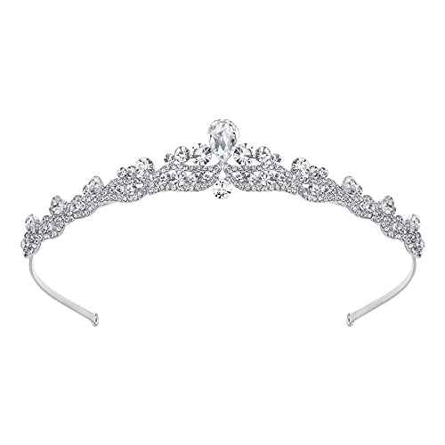 EVER FAITH Women's Austrian Crystal Wedding Teardrop Hair Tiara Headband Clear Silver-Tone