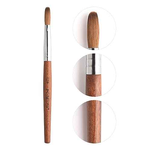 KADS 12# Pure Kolinsky Hair Bristles Acrylic Nail Brush Oval Crimped Shaped RedWood Handle Professional Salon Quality (12#)