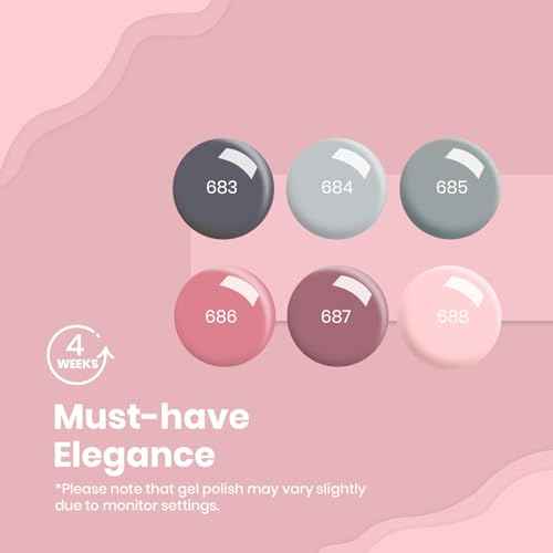 Beetles Gel Nail Polish Kit with Uv Light - 6 Colors Nude Gray Pink Gel Polish Starter Kit Manicure with Base Top Coat Soak off Led Salon DIY at Home Gifts for Women Teens Girls