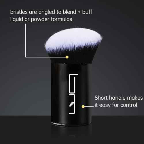 2pcs Retractable Foundation Makeup Brush, Kabuki Brush For Powder, Blush, Bronzer, Concealer, Portable Brush Cover, Perfect for Travel(Black)