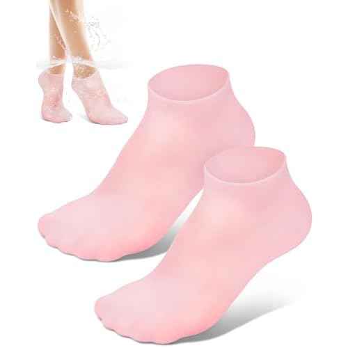 Silicone Moisturizing Socks for Women Dry Cracked Feet, Soft Gel Rubber Socks, Women Foot Care Spa Pedicure Silicone Socks for Cracked Heel and Softening Rough Skin, Calluses (1 Pair)