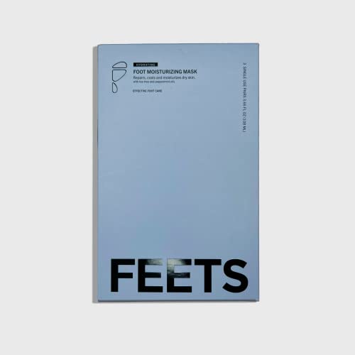 FEETS Hydrating Foot Mask with Tea Tree and Peppermint (3-Pack) | Perfect for Men and Women | Deeply Moisturizes Full Foot and Heel | Ultra Hydrating | Soften Calluses, Nourish Heels, and Cool Feel