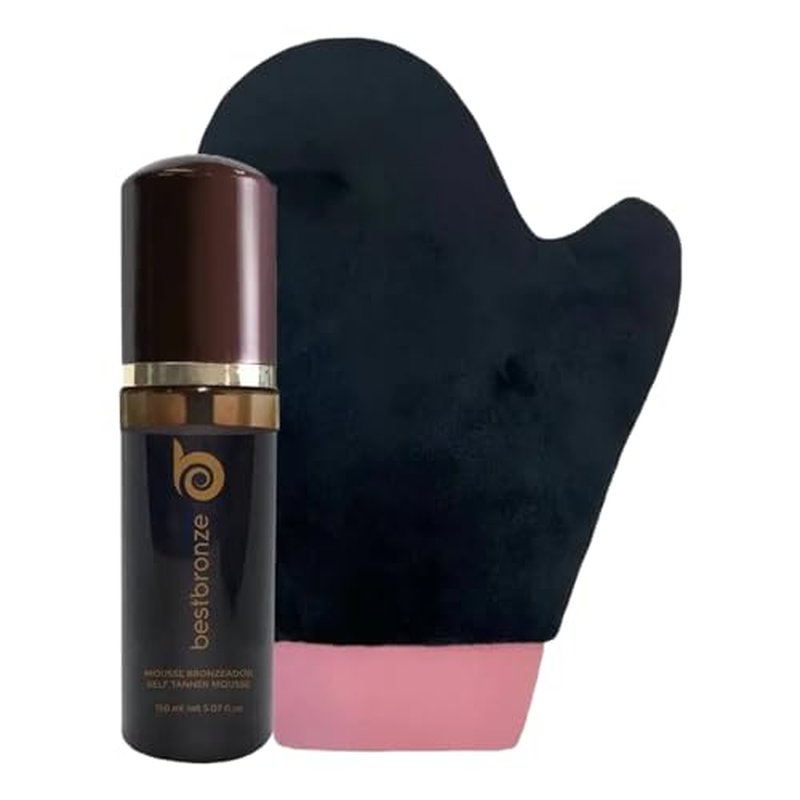 Best Bronze Tinted Self Tanner Kit Mousse with Mitt ? Sunless Tanner Foam for Customizable Self Tan, Light to Dark Fake Tan ? Vegan Tanning Mousse ? Sunless Tanning Foam (5.07 Fl Oz & Mitt)