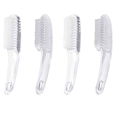 2 Pcs Handle Grip Nail Brushes for Cleaning, Long Handle Fingernail Cleaner, Hand Nail Toes Cleaning and Scrubbing Brushes, Pedicure Nail Scrubber Non-Slip for Men and Women, Clear