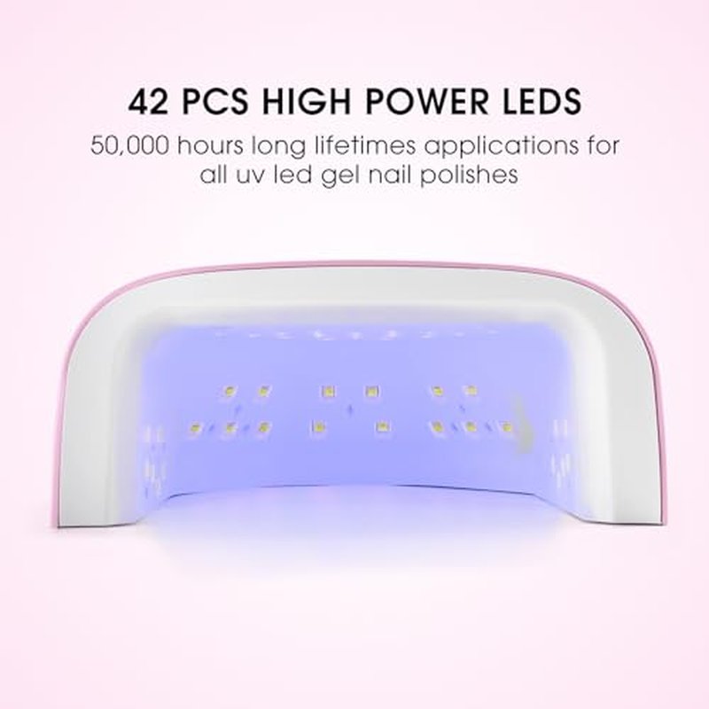Rechargeable LED Nail Lamp 60W Portable Wireless Nail Dryer UV Gel Polish Light with LCD Display, Auto Sensor and 4 Timer Settings, Professional Curing Lamp with 42 LED Beads for Salon
