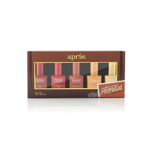 Apres Nail French Manicure Set | Includes 5 Ombre Color | Each Bottle 15mL / 0.5 Fl Oz | 2022 Version (Mumbai)