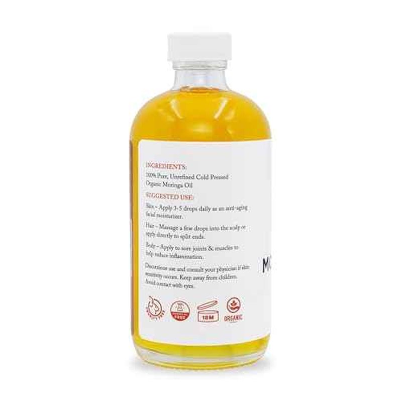 Papa Rozier Farms Pure Organic Moringa Oil of Haiti 8 oz - Crushed in Our Farmhouse in Brooklyn - Undiluted, Cold Pressed, and Unrefined for Hair, Skin, Eyelashes, Eyebrows & Nails, Pack of 1