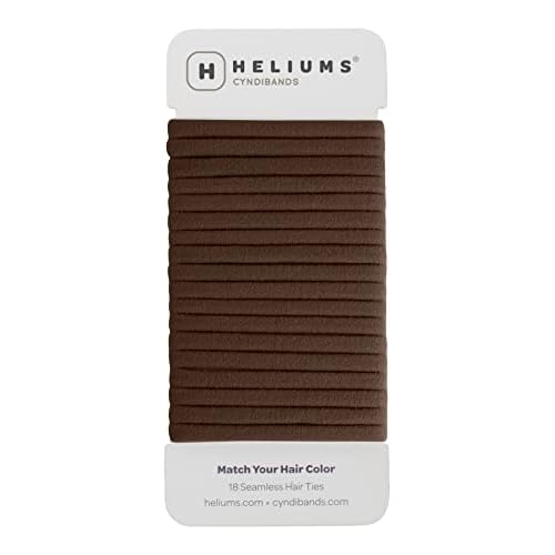 Heliums Thin Seamless Hair Ties - Dark Brown - 6mm Nylon No Damage Ponytail Holders, 1.75 Inch, Medium Hold for Thin to Normal Hair - 18 Pack