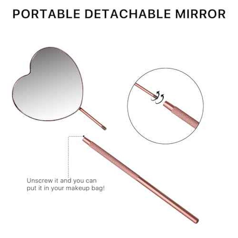 2.2inch Lovely Lash Mirror, Heart Shaped Detachable Stainless Steel Eyelash Mirror for Eyelash Extensions, Lash Supplies and Tool for Techs, Pink