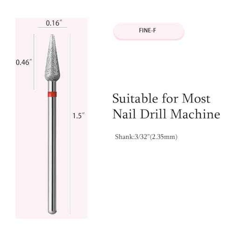 10pcs Diamond Cuticle Clean Nail Drill Bits Set,Professional Safety Rotary Carbide Under Nail Cleaner Russian Manicure Nail Bit for Cuticle Dead Skin,Nail Prepare Salon Tools(Fine-F)