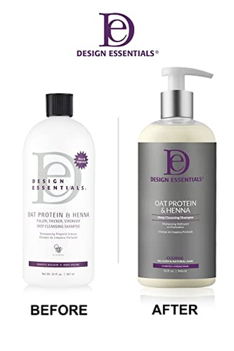 Design Essentials Oat Protein & Henna Deep Cleansing Shampoo - Sulfate-Free Formula for Relaxed & Natural Hair | 32 Oz