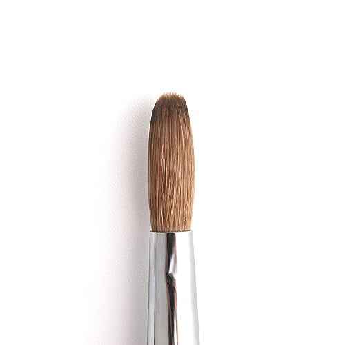 KADS 12# Pure Kolinsky Hair Bristles Acrylic Nail Brush Oval Crimped Shaped RedWood Handle Professional Salon Quality (12#)
