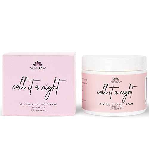 Skin Deva Glycolic Acid Cream Exfoliates Skin During Sleep - Brightens, Corrects Dark Spots & Shadows, Evens Skin Tone, Reduces Pores. Natural Glycolic, Kojic, Salicylic Acid, Niacinamide, Retinol, Arbutin