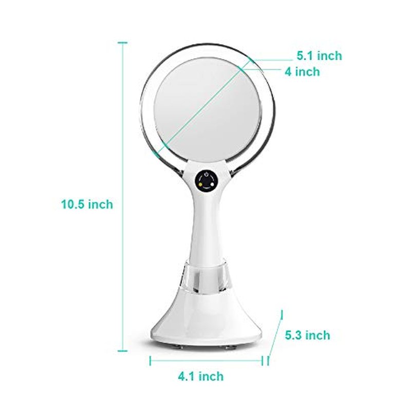 Starlite Handheld Rechargeable Lighted Makeup Mirror with Stand, 1X/5X Magnification, Dual Sided & Vanity Mirror with Bright and Warm Light, Cordless Rechargeable Mirror (White Colour)