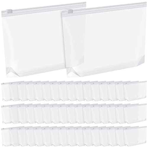 Bokon 100 Pcs Small Toiletry Bags Bulk, 5.12 x 8.11 Inches Clear Makeup Bags with Zipper Travel Pouches Cosmetic Storage Pouches for Women Waterproof Transparent PE Organizer for Travel Vacation