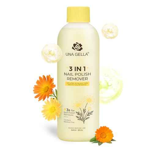 UNA GELLA Acetone Nail Polish Remover, Soak Off Gel Nails Polish Remover With Easy Use Cap, Healthy Formula Works For Nail Glue 8 Fl Oz, Calendula Scent