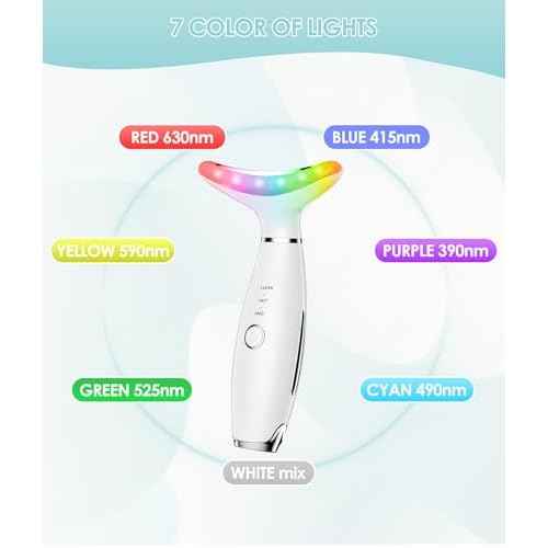 7 Color Neck Face Massager - Facial Massager Tool for Skin Care at Home, Vibrating Face Massager with Thermals, Galvanic Machines White