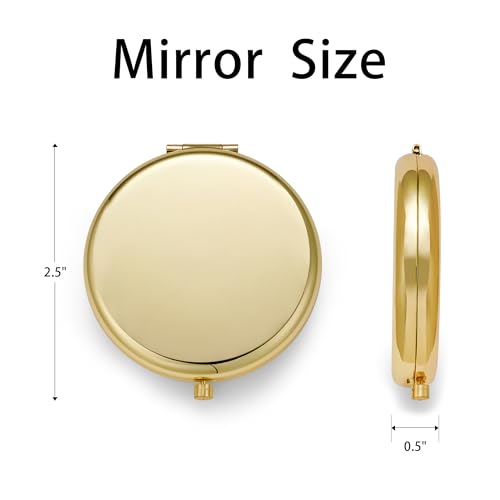 Compact Mirror, Pocket Travel Makeup Mirror for Purse, Metal Round Shell, 2-Sided 1X/2X Magnifying, Portable, Folding, Handheld, Gold, 12 Pack