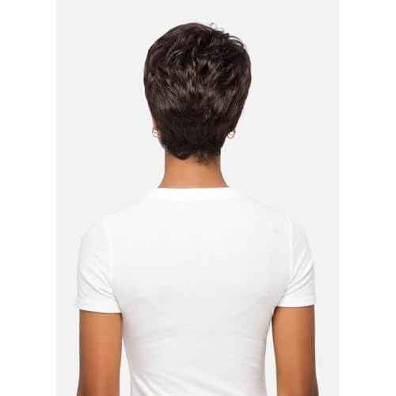 Vivica A. Fox AMY-V, Heat Resistant Fiber, Pure Comfort Cap, Layered Short Pixie Style with Tapered Back, Full Wig (44 Charcoal Gray)