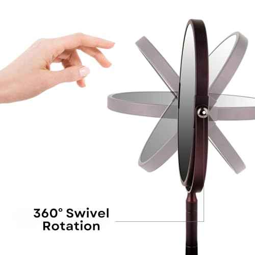 OVENTE 7'' Tabletop Makeup Mirror with 1X/5X Magnification, 360¡Æ Swivel Design and Double-Sided Free-Standing Vanity Mirror Perfect for Dresser, Bedroom and Office Desk, Antique Bronze MNLDT70ABZ1X5X