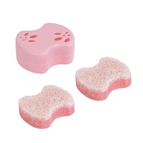Spongables Pedi Scrub Foot Exfoliating 20+ Wash Sponge, Lavender, 2 Count, Includes Storage Case