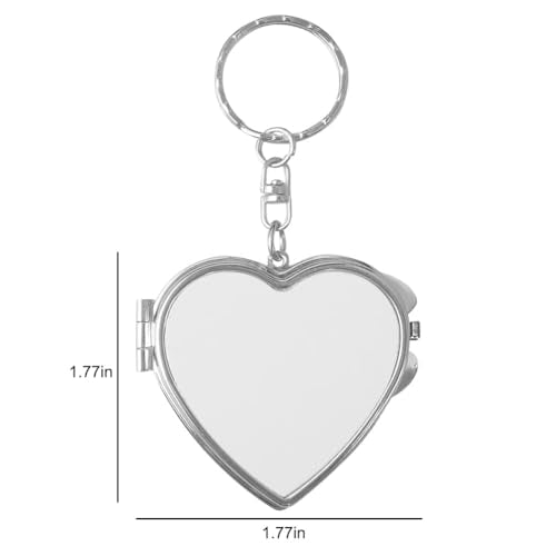 6 Pcs Sublimation Blank Pocket Makeup Mirror Keychains Double Sided Blank Compact Mirror Cosmetic Mirror Key Chain