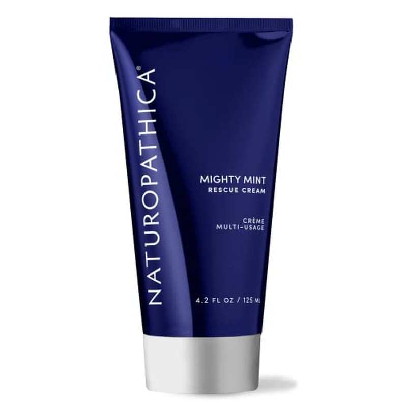 Naturopathica Mighty Mint Rescue Cream, Moisturizing Body Lotion with Peppermint & Menthol to Cool & Revive Skin, Soothing Relief for Sore Muscles, 4.2 fl oz
