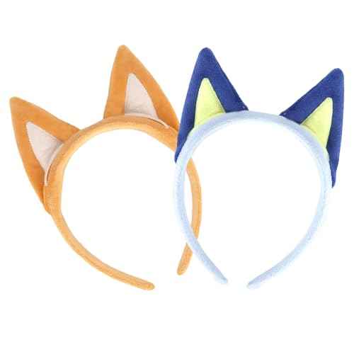 YISSION Dog Ears Headband For Adult, Plush Blue & Orange Headbands Family Halloween Ears Headband, Blue Birthday Party Decorations Party Favors Supplies Dog Ears Cosplay Costume Hair Accessories