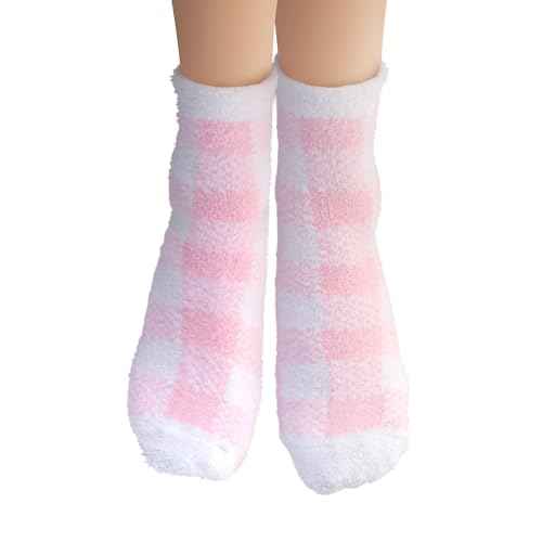 Earth Therapeutics Aloe Socks - Double Pack - PINK PLAID (2 Pairs)